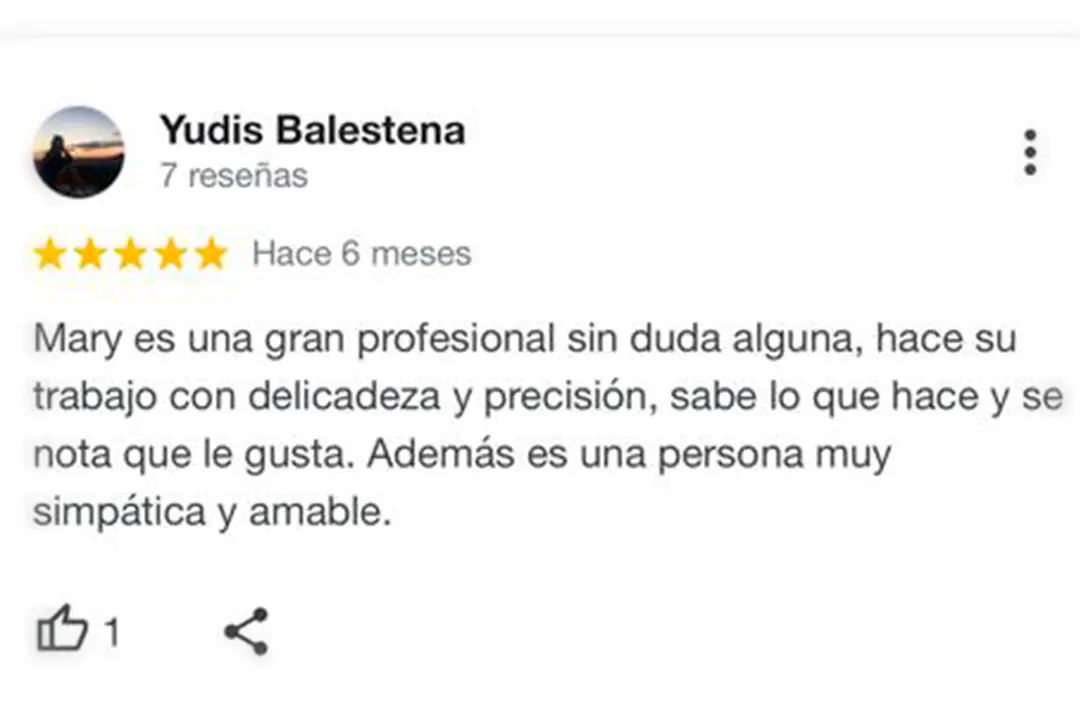 Opinión de clienta sobre Osteopatía Mary Lleyda