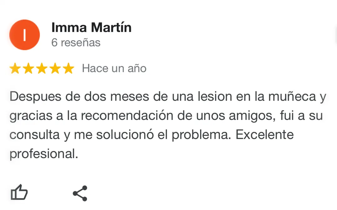 Reseña de una paciente sobre el servicio recibido